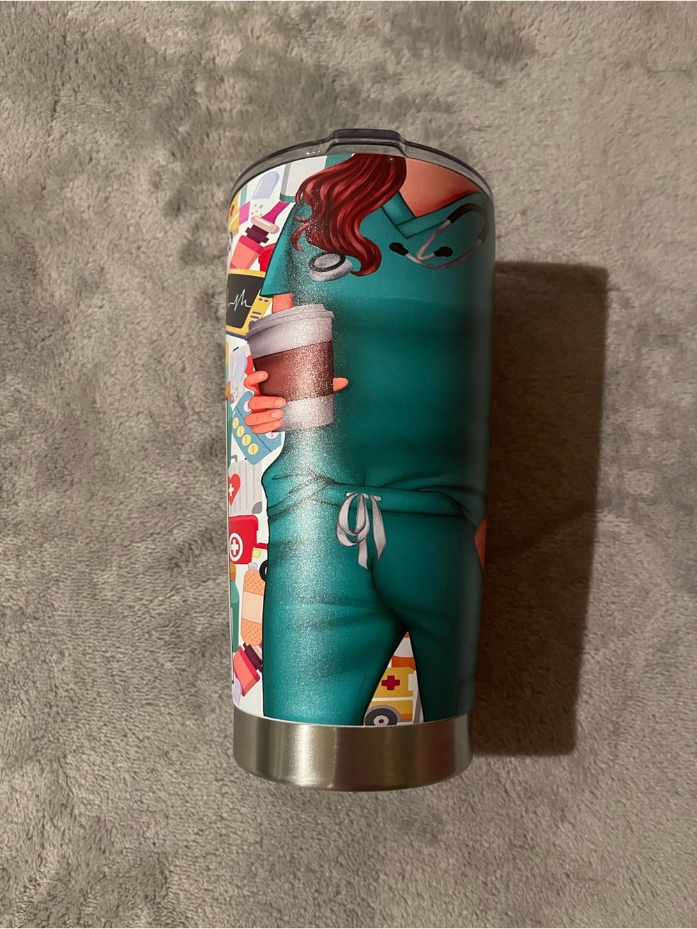 Source Unknown Teal Nurse Graphic Travel Tumbler brand new